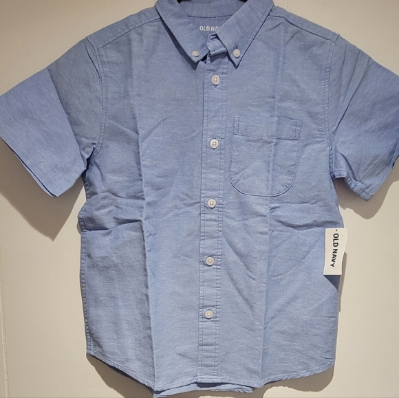 Old Navy Boys' Short-Sleeve Oxford Shirt Blue Regular Siz... - Picture 4 of 7